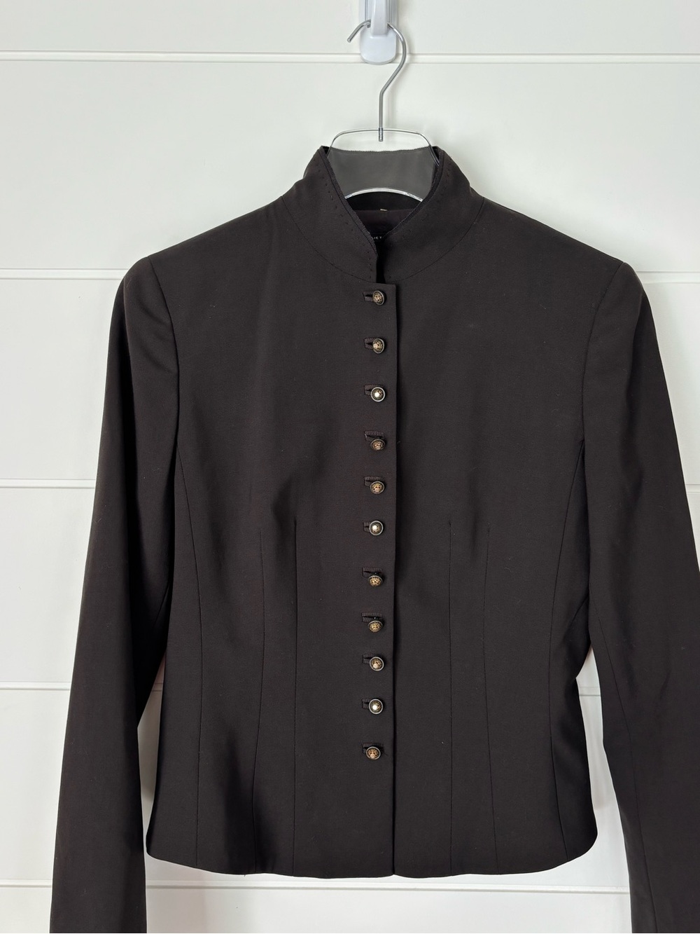 Vintage Elie Tahari Brown Military-Style Fitted Women's Wool Blazer Size 8 - Picture 8 of 15